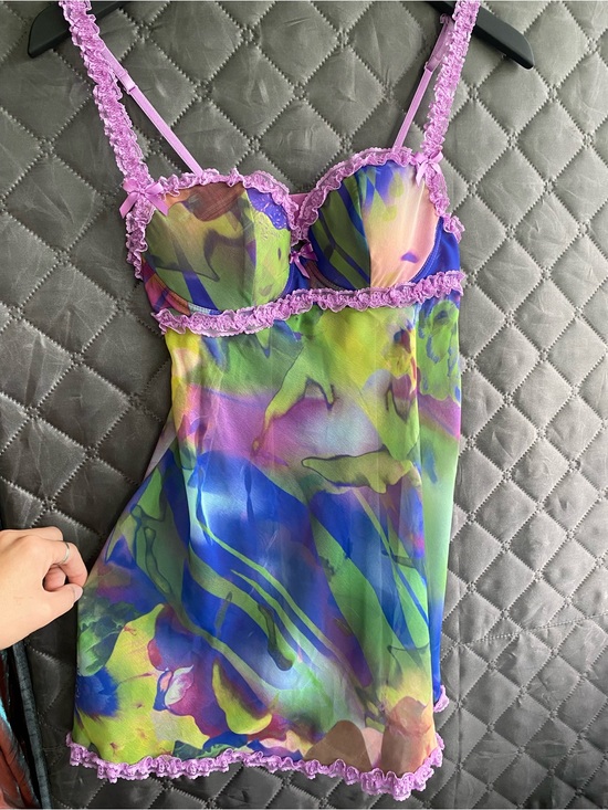 La SENZA Other - Vintage Y2K La Senza Abstract Watercolor Mesh Babydoll Slip Dress